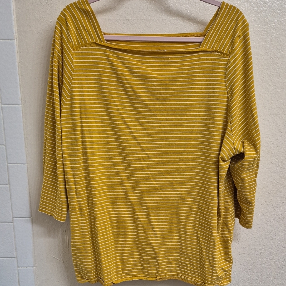 Ava & Viv Mustard Striped Long Sleeve Top
